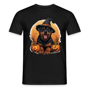 Rottweiler Rottie Dog Breed Pet Halloween Pumpkins - Men's T-Shirt - black - Front - AI Model Male 178 light (178cm)