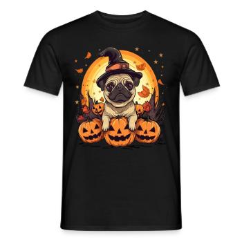 Carlin Dog Race Pet Halloween Citrouilles - T-shirt homme - noir - Devant - AI Model Male 178 light (178cm)