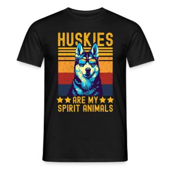 Husky mit sonnenbrille retro - Männer T-Shirt - Schwarz - Vorne - AI Model Male 178 light (178cm)