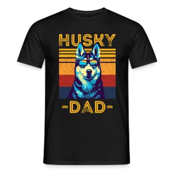 Husky mit sonnenbrille retro - Männer T-Shirt - Schwarz - Vorne - AI Model Male 178 light (178cm)