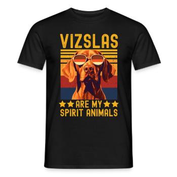 Vizsla with sunglasses retro - Men's T-Shirt - black - Front - AI Model Male 178 light (178cm)