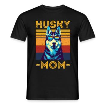 Husky avec lunettes de soleil rétro Husky maman - T-shirt homme - noir - Devant - AI Model Male 178 light (178cm)