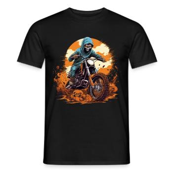 Halloween Mummy Reaper on a Dirtbike Motocross MX - Männer T-Shirt - Schwarz - Vorne - AI Model Male 178 light (178cm)