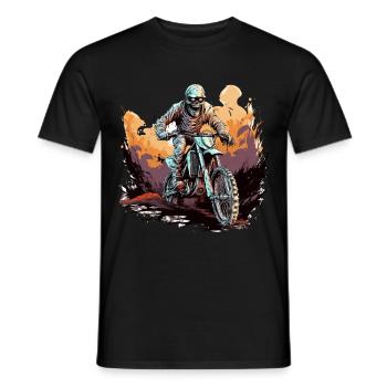 Halloween Mummy Reaper on a Dirtbike Motocross MX - Männer T-Shirt - Schwarz - Vorne - AI Model Male 178 light (178cm)