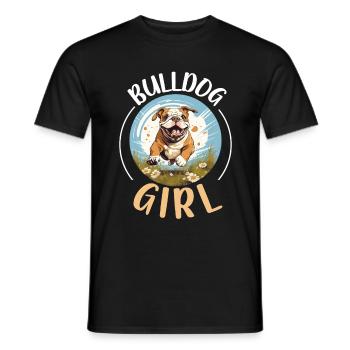 Amateur de bouledogue anglais britannique - Bulldog Girl - T-shirt homme - noir - Devant - AI Model Male 178 light (178cm)