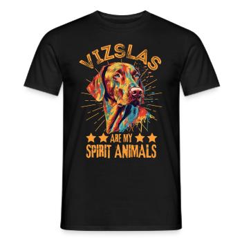Colorful Vizsla - Men's T-Shirt - black - Front - AI Model Male 178 light (178cm)
