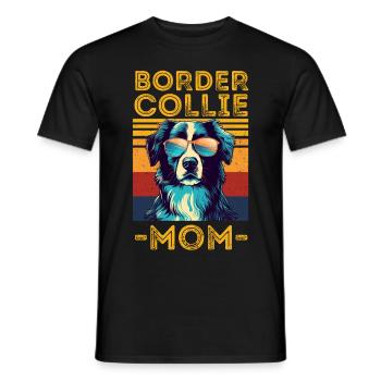 Border collie sunglasses mom retro - Men's T-Shirt - black - Front - AI Model Male 178 light (178cm)
