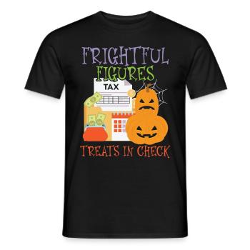 Terrible Figurines Treats in Check Halloween - Men's T-Shirt - black - Front - AI Model Male 178 light (178cm)