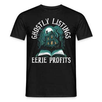 Spooky listings scary profits brokers - Men's T-Shirt - black - Front - AI Model Male 178 light (178cm)