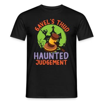 Gavel's Thud Haunted Judgement Lawyer Halloween - Men's T-Shirt - black - Front - AI Model Male 178 light (178cm)
