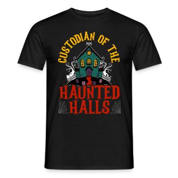 Guardians of the Haunted Halls Caretaker Halloween - Men's T-Shirt - black - Front - AI Model Male 178 light (178cm)