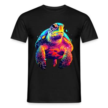 Colorful sea turtle - Men's T-Shirt - black - Front - AI Model Male 178 light (178cm)