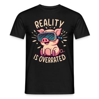 Cute pig with virtual reality glasses - Men's T-Shirt - black - Front - AI Model Male 178 light (178cm)