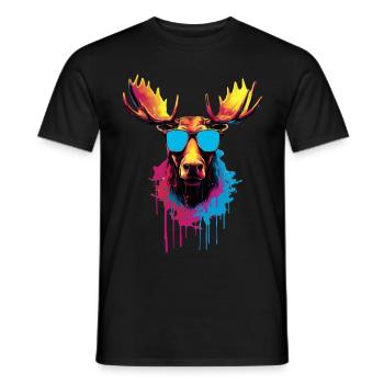 Bunter Elch mit Sonnenbrille - Männer T-Shirt - Schwarz - Vorne - AI Model Male 178 light (178cm)
