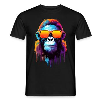 Chimpanzé coloré avec des lunettes de soleil - T-shirt homme - noir - Devant - AI Model Male 178 light (178cm)
