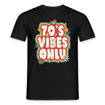 70er Kostüm 70s Styles 1970er Outfit 70er Disco - Männer T-Shirt - Schwarz - Vorne - AI Model Male 178 light (178cm)