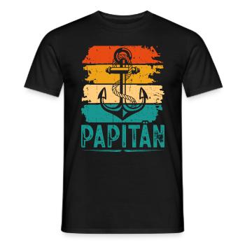 Papitän Kapitän Papa Bootsfahrer Motorboot Vater - Männer T-Shirt - Schwarz - Vorne - AI Model Male 178 light (178cm)