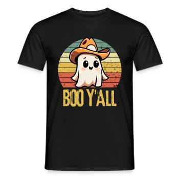 Halloween Ghost Cowboy - Men's T-Shirt - black - Front - AI Model Male 178 light (178cm)