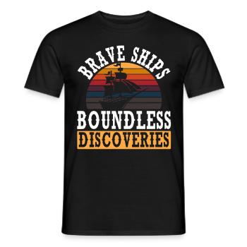 Brave Ships Boundless Discoveries Columbus - Men's T-Shirt - black - Front - AI Model Male 178 light (178cm)