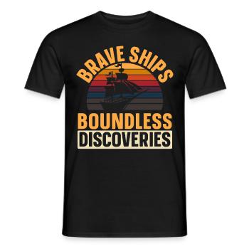 Brave Ships - Limitless Discoveries - Kolum - Men's T-Shirt - black - Front - AI Model Male 178 light (178cm)