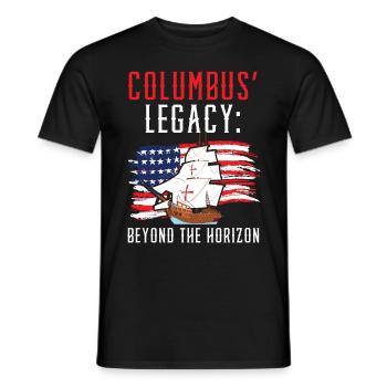 Columbus' Legacy: Beyond the Horizon Kolu - Men's T-Shirt - black - Front - AI Model Male 178 light (178cm)
