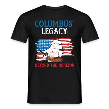 Columbus' Legacy: Beyond the Horizon Kolu - Men's T-Shirt - black - Front - AI Model Male 178 light (178cm)