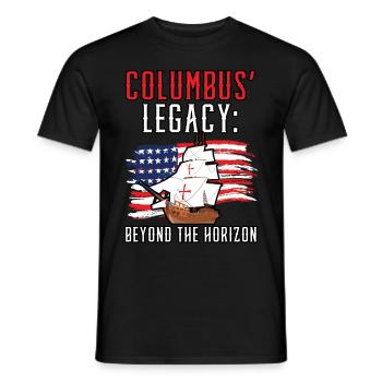Columbus' Legacy: Beyond the Horizon Kolu - Men's T-Shirt - black - Front - AI Model Male 178 light (178cm)