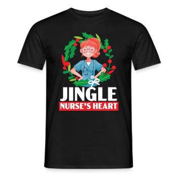 Jingle Nurse's Heart Nursing Medical - Men's T-Shirt - black - Front - AI Model Male 178 light (178cm)