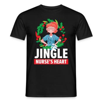 Jingle Nurse's Heart Nursing Medical - Men's T-Shirt - black - Front - AI Model Male 178 light (178cm)