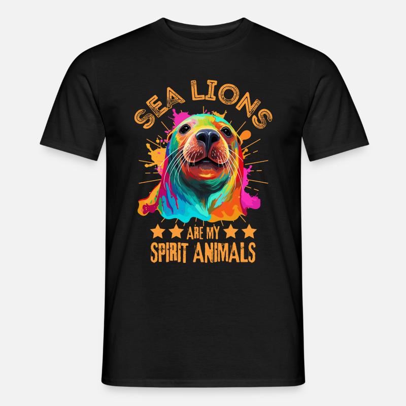Bunter Seelöwe Robbe Seehund - Männer T-Shirt - Schwarz