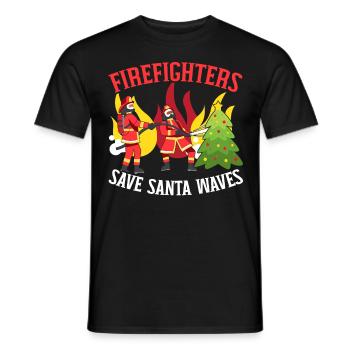 Feuerwehrleute retten Santa Waves Weihnachten - Männer T-Shirt - Schwarz - Vorne - AI Model Male 178 light (178cm)