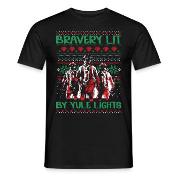 Valor lit by Christmas lights fire - Men's T-Shirt - black - Front - AI Model Male 178 light (178cm)