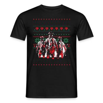 Bravery in the glow of the Christmas lights - fire - Men's T-Shirt - black - Front - AI Model Male 178 light (178cm)
