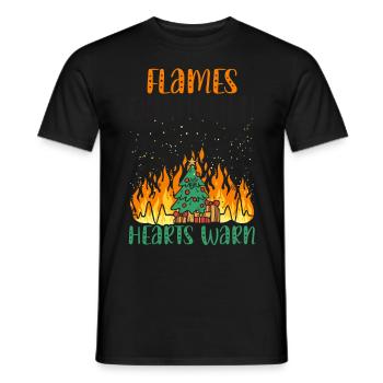 Flames Extinguished Hearts Warm Fire Fighting Wei - Men's T-Shirt - black - Front - AI Model Male 178 light (178cm)