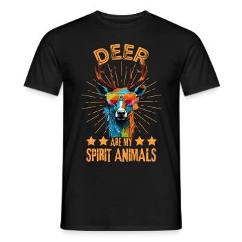 Deer with sunglasses - Men's T-Shirt - black - Front - AI Model Male 178 light (178cm)