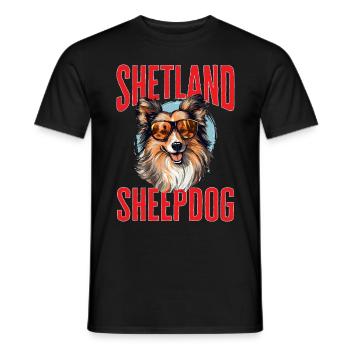 Shetland Sheepdog Dog Sheltie - shetland sheepdog - Men's T-Shirt - black - Front - AI Model Male 178 light (178cm)