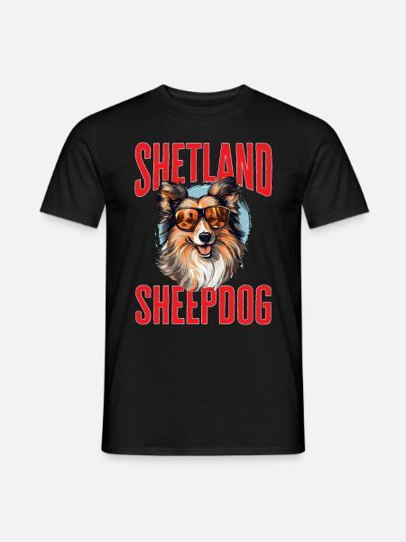 Shetland Sheepdog Dog Sheltie - Shetland Sheepdog - T-skjorte herre - svart