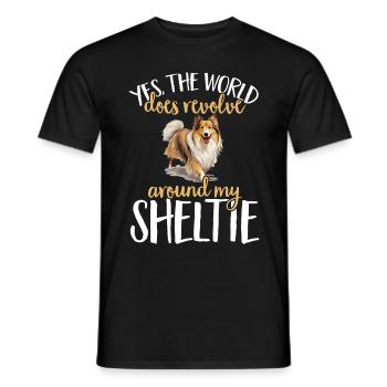 Shetland Chien de berger Sheltie - T-shirt homme - noir - Devant - AI Model Male 178 light (178cm)