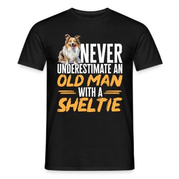 Shetland Chien de berger Sheltie - T-shirt homme - noir - Devant - AI Model Male 178 light (178cm)