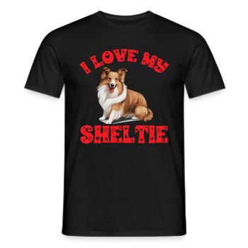 Shetland Sheepdog Dog Sheltie - I love my Sheltie - Men's T-Shirt - black - Front - AI Model Male 178 light (178cm)