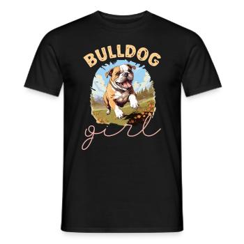Amateur de bouledogue anglais britannique - Bulldog Girl - T-shirt homme - noir - Devant - AI Model Male 178 light (178cm)