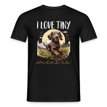 Dachshund badger sausage dog I Love tiny Wieners - Männer T-Shirt - Schwarz - Vorne - AI Model Male 178 light (178cm)