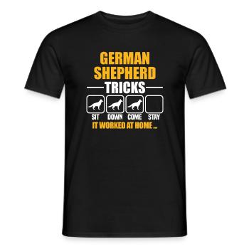 German Shepherd Tricks - Men's T-Shirt - black - Front - AI Model Male 178 light (178cm)