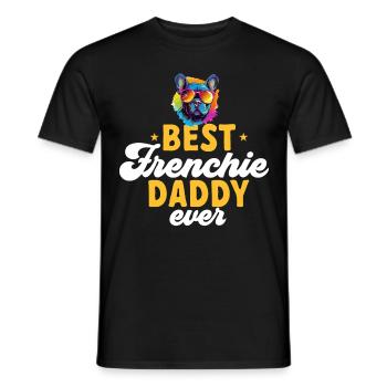 Race de chien bouledogue français Meilleur papa Frenchie de tous les temps - T-shirt homme - noir - Devant - AI Model Male 178 light (178cm)
