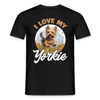 Yorkshire Terrier Dog Yorkie - I love my Yorkie - Männer T-Shirt - Schwarz - Vorne - AI Model Male 178 light (178cm)