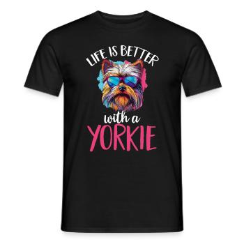 Yorkshire Terrier Dog Life is better with a Yorkie - Männer T-Shirt - Schwarz - Vorne - AI Model Male 178 light (178cm)