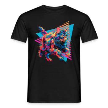 Maine Coon 80s Style - Men's T-Shirt - black - Front - AI Model Male 178 light (178cm)