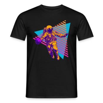 Basketball Astronaut 80s 90s - Men's T-Shirt - black - Front - AI Model Male 178 light (178cm)
