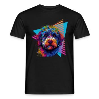 Lagotto Romagnolo 80s style - Men's T-Shirt - black - Front - AI Model Male 178 light (178cm)