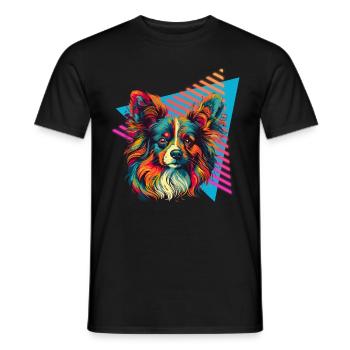 Papillon 80s style - Men's T-Shirt - black - Front - AI Model Male 178 light (178cm)